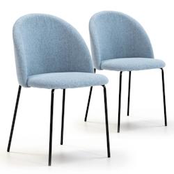 VS Venta-stock Pack 2 chaises Salle à Manger tapissées Kenia Bleu, 43 cm x 47cm x 78,5 cm - bleu polyester I20039_0