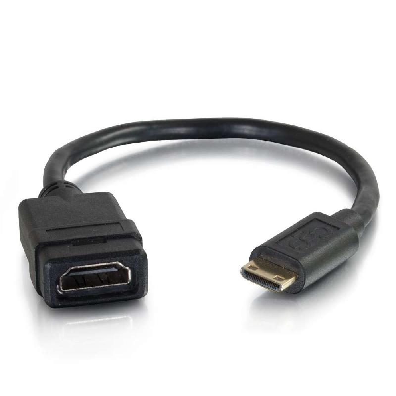 Câble adaptateur Mini-HDMI vers HDMI C2G 80506 - 0,2m - Noir - Vidéo 1080p_0