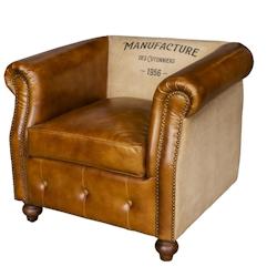 Anticline Créations Fauteuil manufacture 75 x 80 x H71cm - assise 50 cm - marron cuir CS1429_0