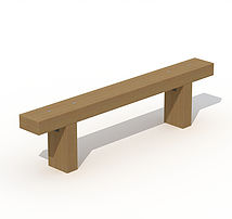 Banc public en traverse neuve en chêne - sans dossier - pieds à sceller - 180x45x20 cm_0