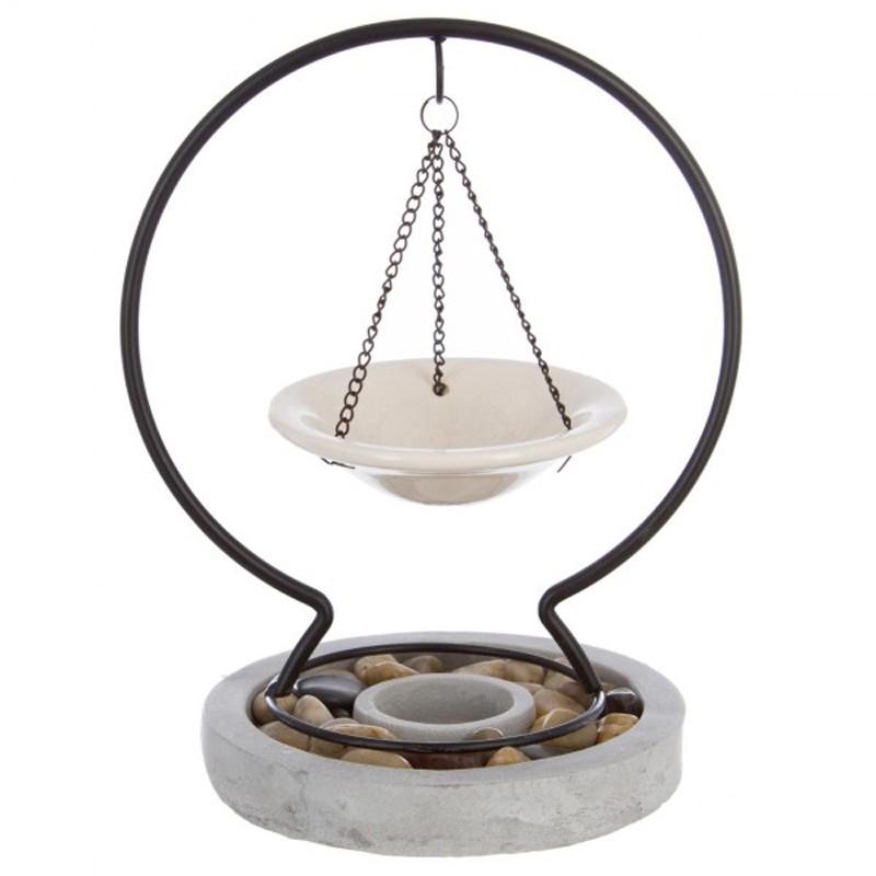Brûle-parfum suspendu en pierres 24cm gris - Paris Prix_0