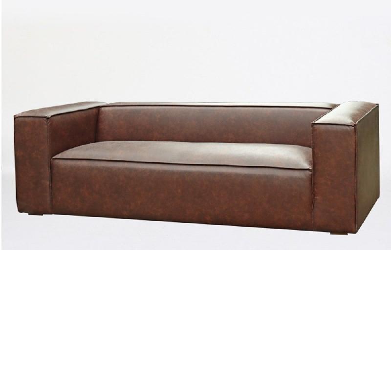 Canapé Hazou marron foncé 3 places - design chic et contemporain - dimensions L224 x H67 x P99 cm_0