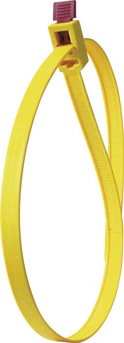 Collier de câblage SpeedyTie longueur 750 mm largeur 12 mm polyamide jaune force de polymérisation minimum 888 N 5 pièces/sachet HELLERMANNTYTON_0