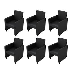 Décoshop26 - Lot de 6 chaises de salle à manger cuisine design moderne confortable en synthétique noir CDS022678 - noir 3000029691538_0