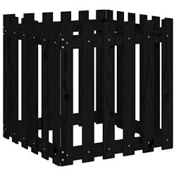 Helloshop26 - Jardinière bac lit surélevé plantes fleurs terrasse jardin avec design de clôture 60 x 60 x 60 cm pin massif noir 02_0038110 - 30002_0
