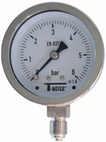 Manomètre tout inox série 1616 - sec - Ø63 mm - radial - raccord 1/4'' BSP - IP65 - graduation en bar_0