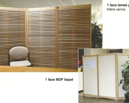 Mx 200 - Cloisons mobiles acoustiques avec ossature hêtre et décor en lames persiennes horizontales_0