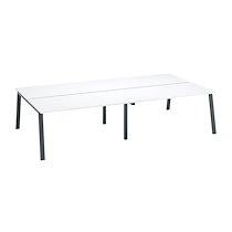 Pôle de 4 bureaux droits blanc L 160 x P 80 cm, piétement métal anthracite - Arch_0