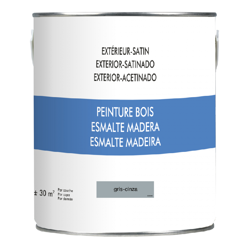 Peinture bois extérieur - Gris satiné - Base aqueuse - 2.5L_0