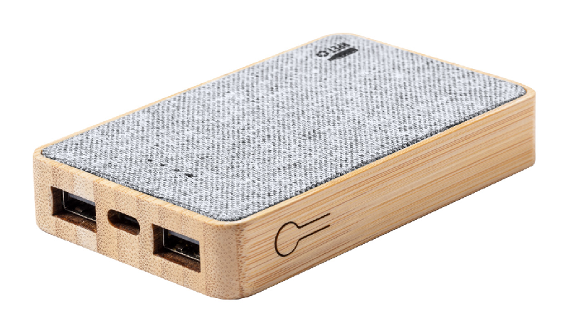 Power bank en bambou - Batterie 5000 mAh - Ports USB et USB-C - Avec câble chargeur inclus_0