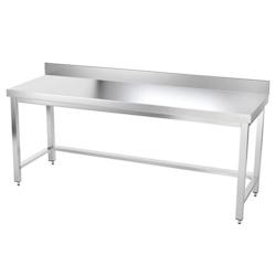 Table de travail en inox 2000 x 600 mm adossée avec renfort PREMIUM / GOLDINOX - gris inox 3701770804467_0
