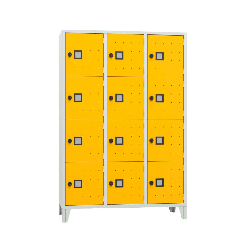 Vestiaire Roma 3 colonnes 4 cases gris / jaune_0