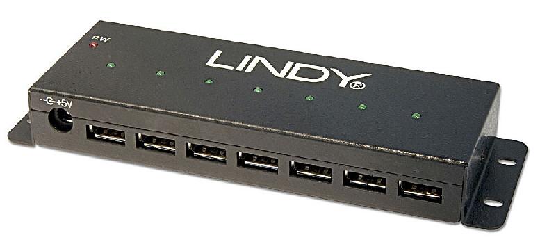 Hub USB métal - 7 ports USB 2.0 Lindy 42794 - boîtier robuste et protection contre les courts-circuits_0