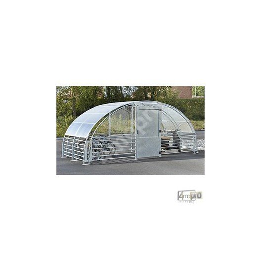 Abri vélo fermé 4ME03381 - structure en acier - bardage en acier - avec digicode mécanique - pour 12 vélos_0