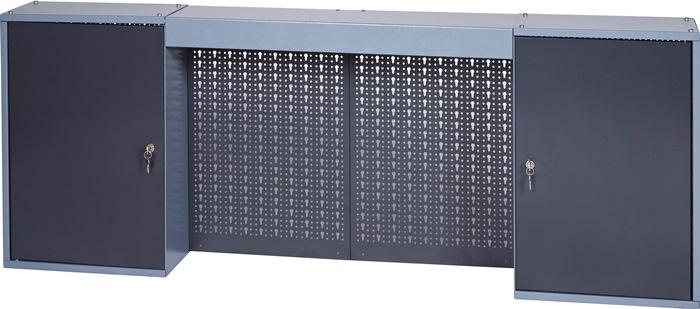 Armoire à  outils H600xl1600xP200mm argent martelé anthracite 4 panneaux arrière perforés, 2 portes_0