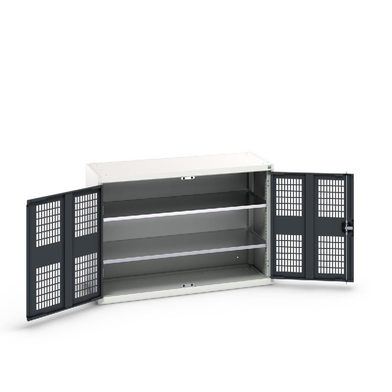 Armoire d'atelier Verso - Portes ventilées - 2 tablettes réglables - 1300x550x900mm_0