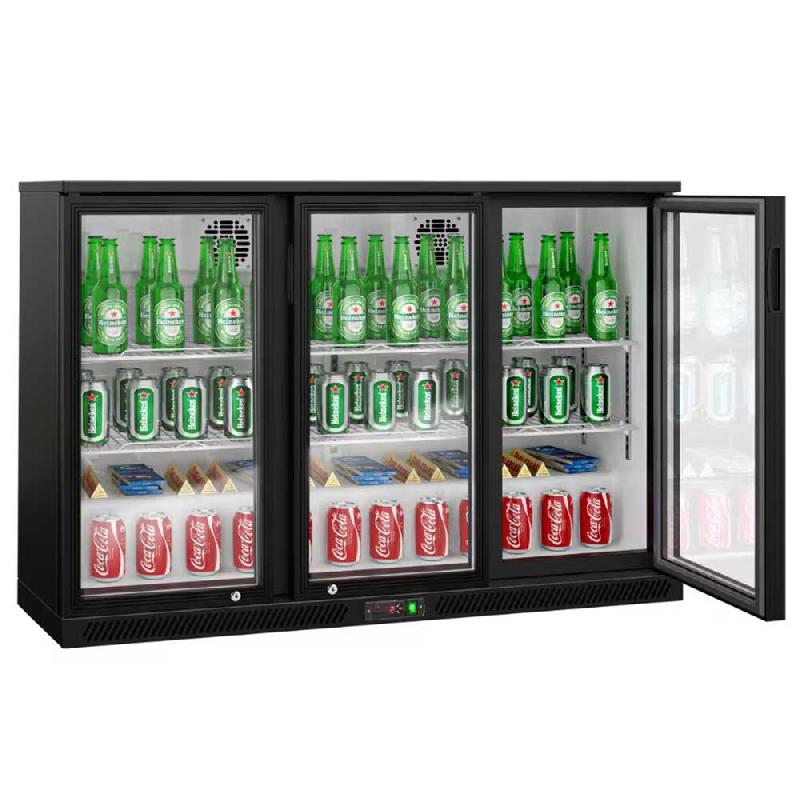 Arrière-bar réfrigéré 3 portes battantes vitrées - 320 litres | BKTG3SN_0