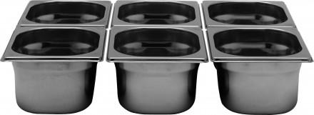 Bac gastro inox AISI 304 GN 1/6 - Hauteur 65 mm - 1 litre - Structure empilable - CBP chez Philippe_0