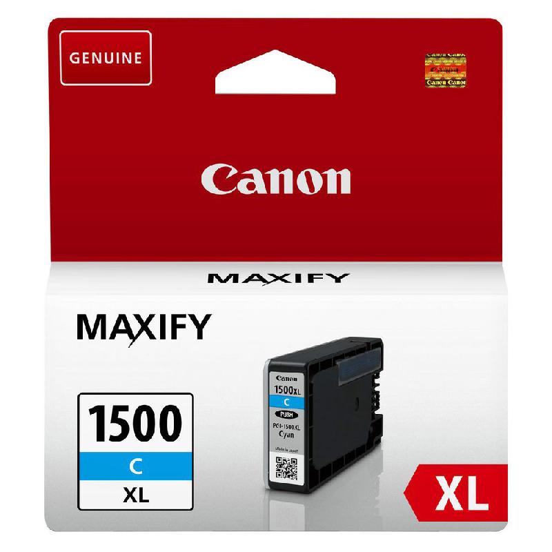 CANON PGI-1500XL C - 12 ML - A RENDEMENT ELEVE - CYAN - ORIGINALE - RESERVOIR D'ENCRE - POUR MAXIFY MB2050, MB2150, MB2155, MB2350, MB2750, MB2755