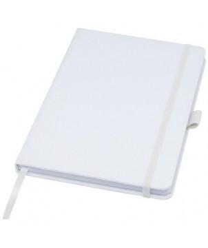 CARNET A5 HONUA EN PAPIER RECYCLÉ AVEC COUVERTURE EN PET RECYCLÉ BLANC - CARNETS PUBLICITAIRES PERSONNALISÉS