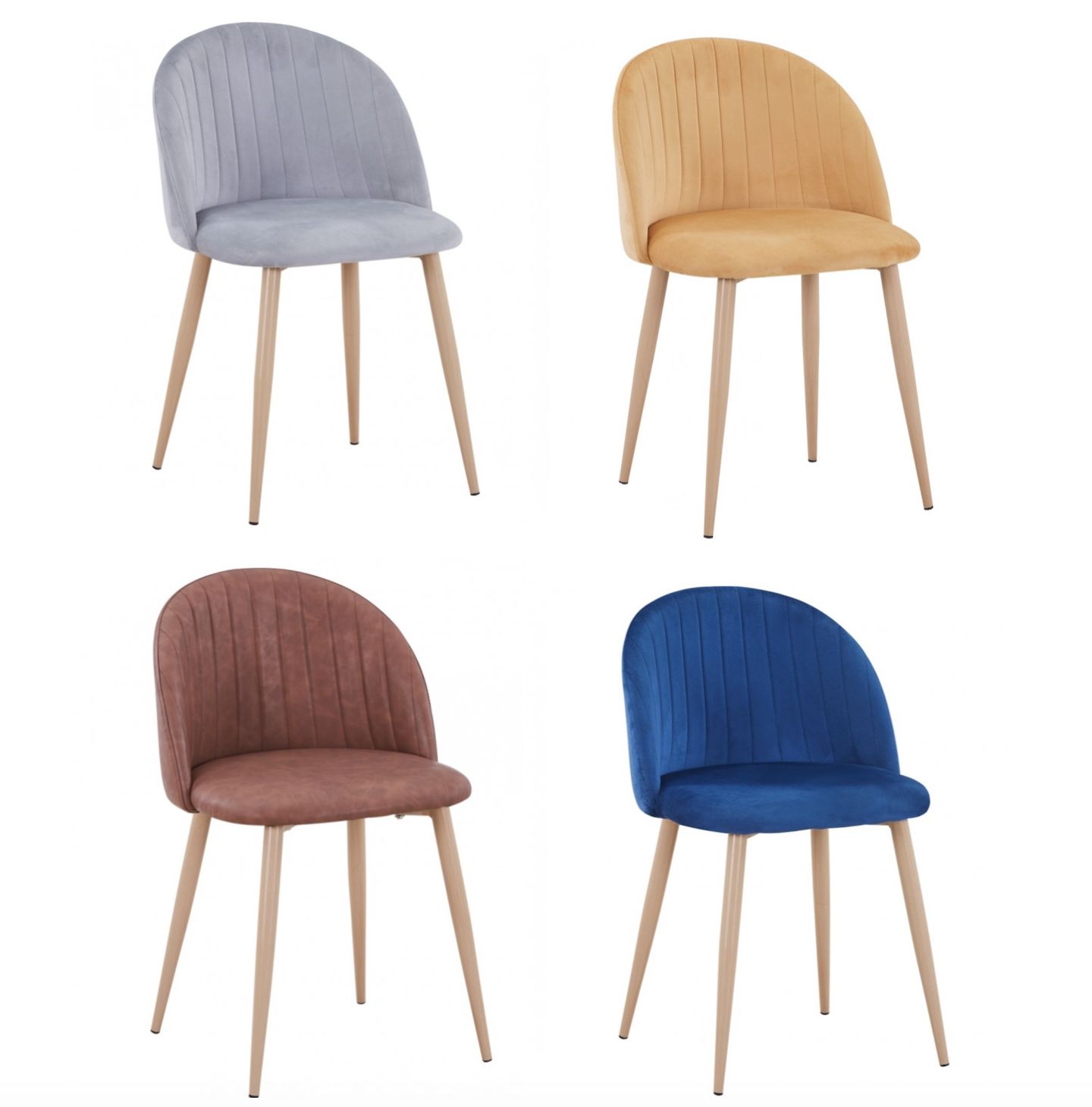 Chaise de restaurant en velours - structure métallique imitation bois - vendue par lot de 4 unités_0