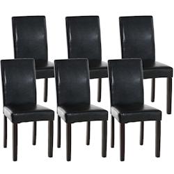 CLP Lot de 6 Chaises de salle à manger Ina similicuir avec pieds en Bois Noir /Marron foncé - noir polyester 181063701_0
