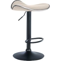 CLP Tabouret de bar Shanghai similicuir avec pied en métal Crème/Métal noir mat - beige polyester 323798_0