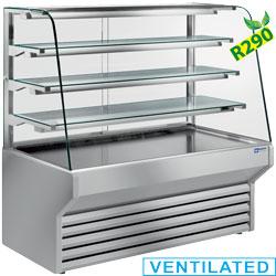 Comptoir-vitrine réfrigéré - vitre bombée rabattable - modèle ES10/A4-R2 - 3 niveaux éclairés en verre trempé_0