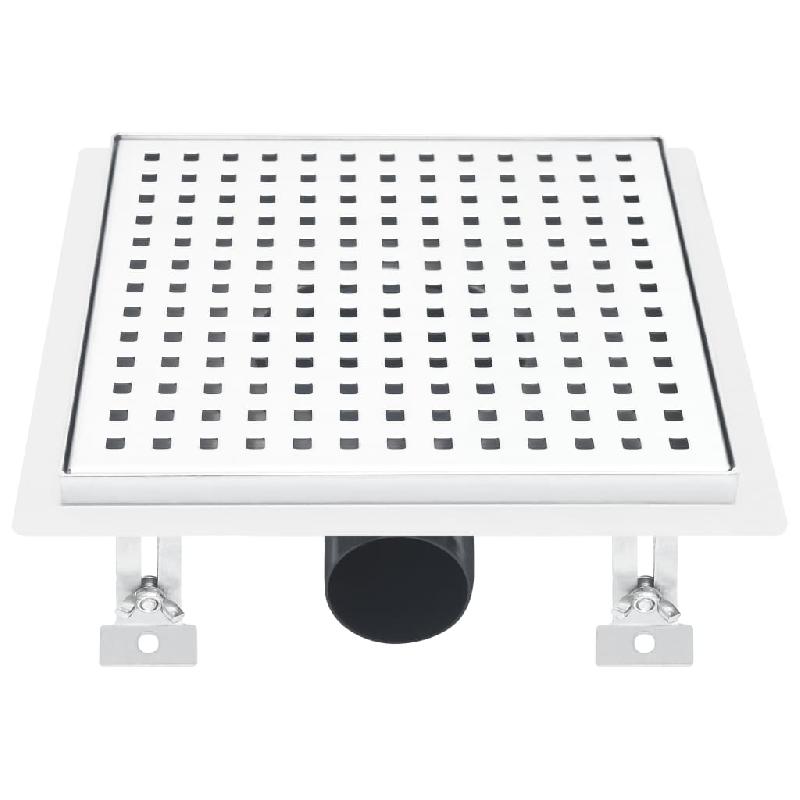 Drain de douche robuste - acier inoxydable 20x20 cm - tamis amovibles - anti-cheveux - intérieur maison - 02_0003001_0