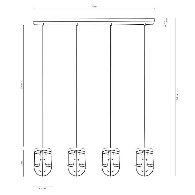 ENVOSTAR NEPTUNA SUSPENSION À 4 LAMPES LINÉAIRE