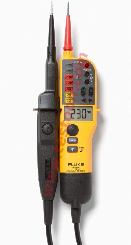 Testeur de tension vat/ddt et de continuité, 6-690v, vibreur, charge commutable, écra - FLUT130_0