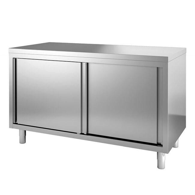 Gastro-Inox Armoire de travail en inox avec portes coulissantes 1700x700x880mm - inox 7445908532582_0