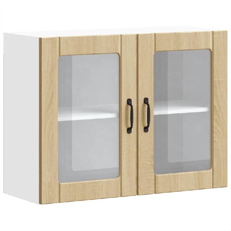 Helloshop26 - Armoire murale de cuisine design pratique 80 x 31 x 60 cm en bois d'ingénierie chêne sonoma 02_0050195 - verre 3000236229791_0