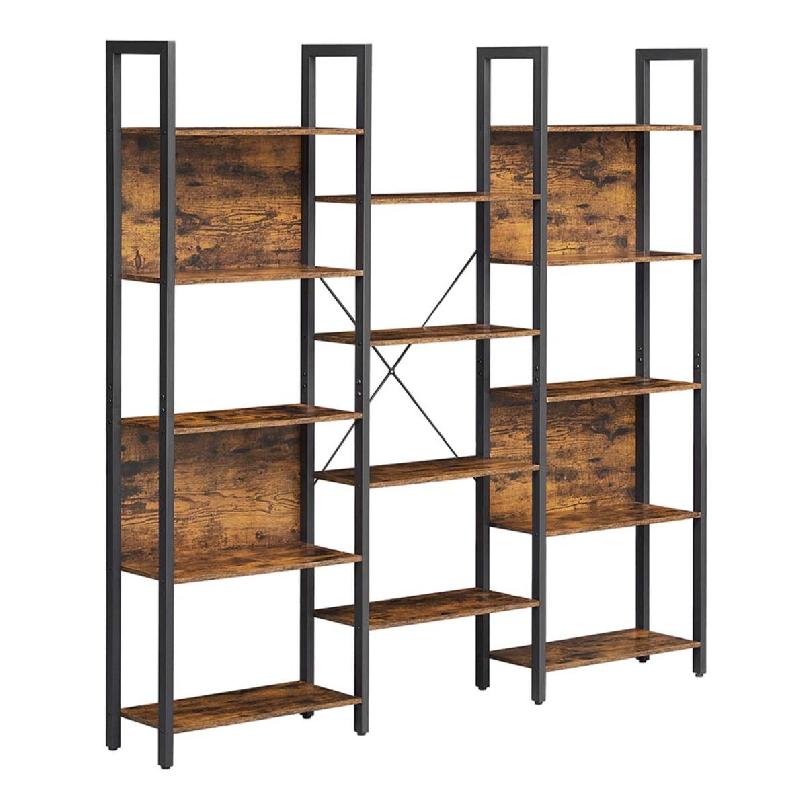 Helloshop26 - Bibliothèque étagère de rangement avec 14 compartiments cadre en métal pour salon bureau style industriel 158 x 24 x 12_0004256 - 30_0