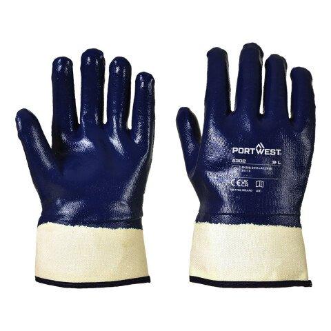 LOT DE 12 - PORTWEST A302 GANT NITRILE TOUT ENDUIT MANCHETTE MARINE - TAILLE M - LA PAIRE