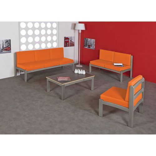 PACK AUTIZE : CHAUFFEUSE 3 PL+2CHAUFFEUSES STRUCTURE TAUPE PVC ORANGE - MANUTAN EXPERT