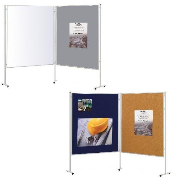 Panneau d'affichage pour exposition - Modulable, sur piétement, feutrine, liège et fond blanc magnétique - Marque Rolléco_0