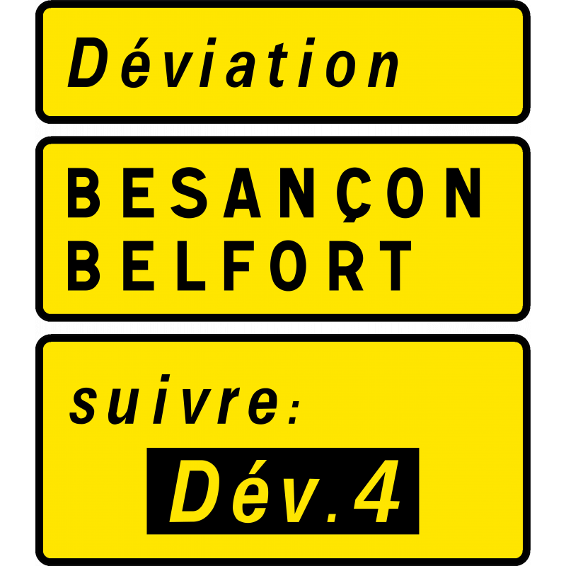 Panneau voierie temporaire signalisation complémentaire d'un itinéraire de déviation KD79a_0
