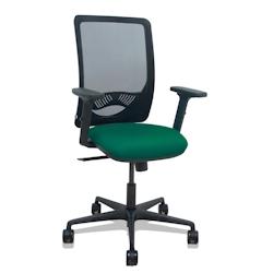 Piqueras y Crespo Silla Zulema sincro malla negra asiento bali verde botella brazos 2D ruedas 65mm - vert multi-matériau 390SM840B426B2DB68R65_0