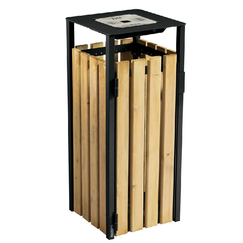 Poubelle avec cendrier Rossignol Eden 110 L bois et gris manganèse_0
