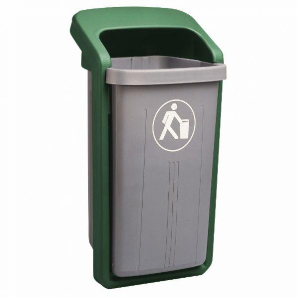 Poubelle de ville 50 litres Cadre vert / Cuve Grise anthracite_0