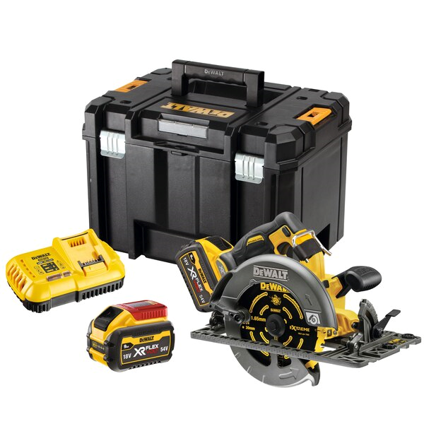 SCIE CIRCULAIRE DEWALT XR FLEXVOLT 54V Ø190MM - EN COFFRET AVEC 2 BATTERIES 9AH ET CHARGEUR