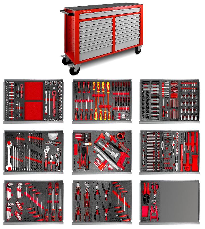 Servante d'atelier complète large XL 514 outils MW Tools MWE512G4_0