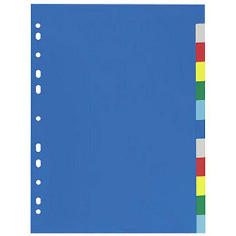 STAPLES INTERCALAIRES COULEUR  A4 12 TOUCHES EN POLYPROPYLÈNE (PRIX UNITAIRE)