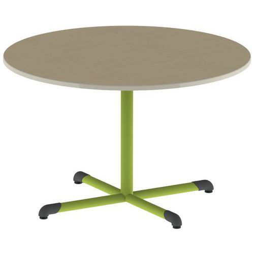 TABLE BANDANA ROND Ø120 T6 PC STR POLY. HM. BEIGE/VERT AC - MOBIDECOR