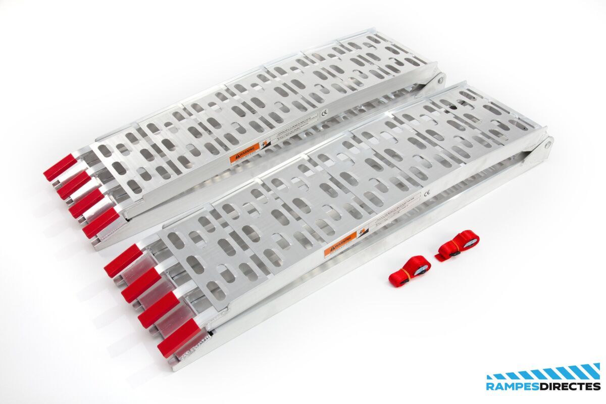 Trp699conf - Rampes pliables en aluminium - double barre de support - capacité 340-680 kg - 2200mm x 285mm_0