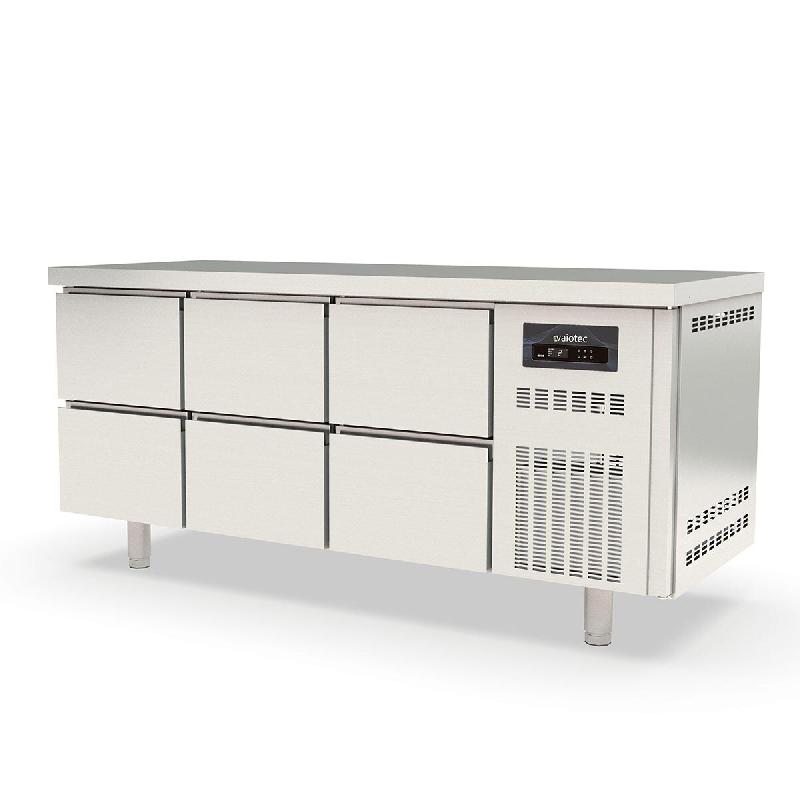 Vaiotec Comptoir réfrigéré TOPLINE / 3 compartiments GN1/1 avec 6 tiroirs, 1795 x 700 mm - inox 10300_0