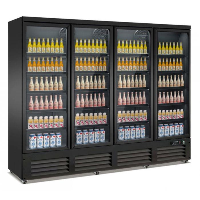 Vitrine réfrigérée murale libre-service - 4 portes - 2m50 - couleur noire - température +1°C à +10°C_0