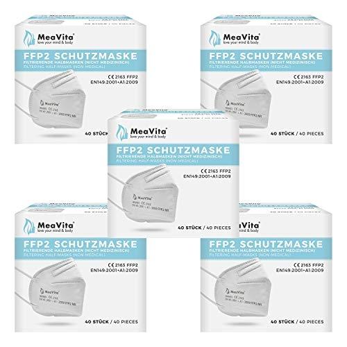 Masque buccal et nasal MeaVita - FFP2 - paquet de 200 - demi-masque jetable certifié_0