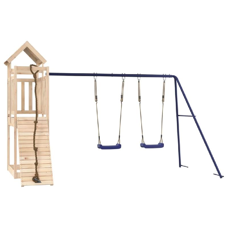 AIRE DE JEUX D\'EXTÉRIEUR BALANÇOIRES TOBOGGAN PORTIQUES ROBUSTE JEUX JARDIN 314 X 186 X 214 CM BOIS DE PIN MASSIF 02_0004814_0